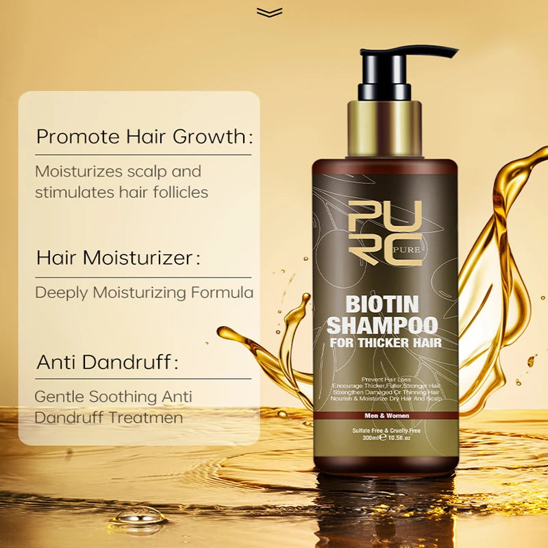 PURC Biotin Hair Growth Shampoo Anti Hair Loss Repair Damaged Frizz Argan Oil Scalp Treatment Hair Care Products