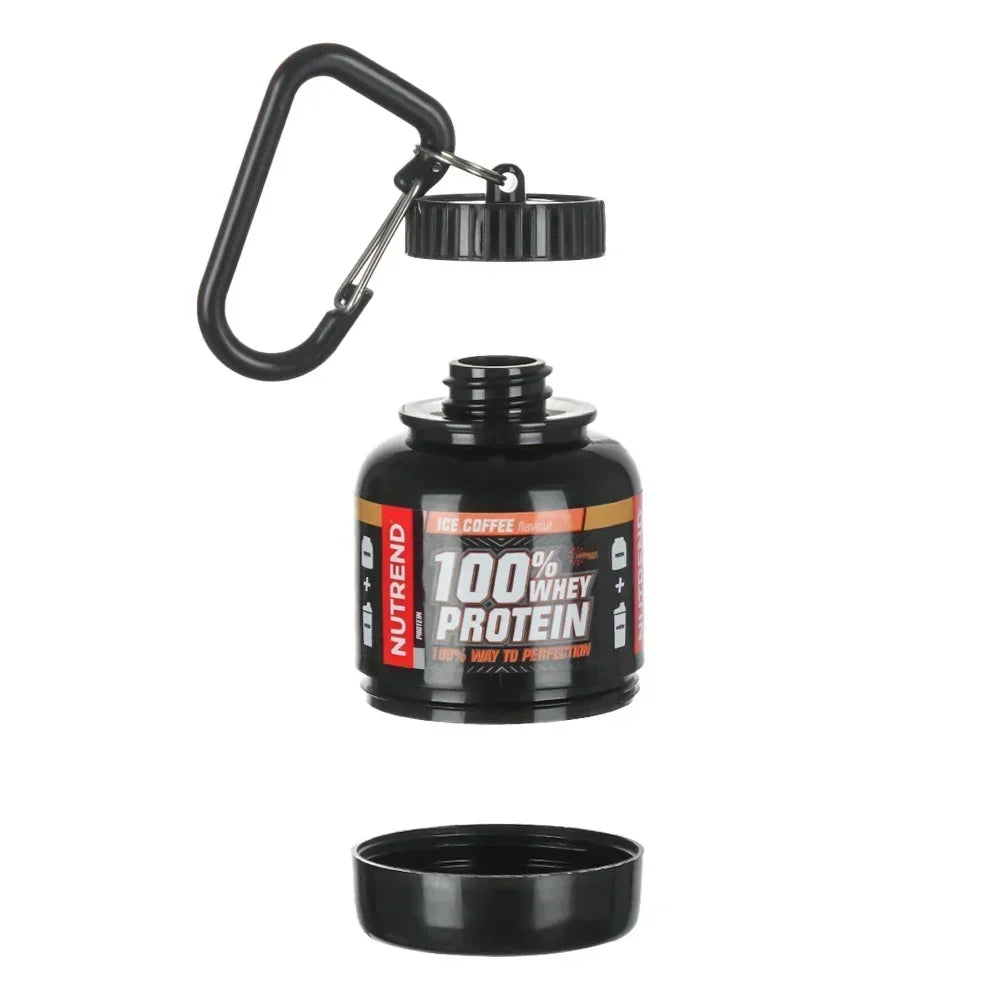 Portable Mini Protein Powder Bottle with Keychain Health Funnel Medicine Box Container Small Cup Outdoor Sport Storage