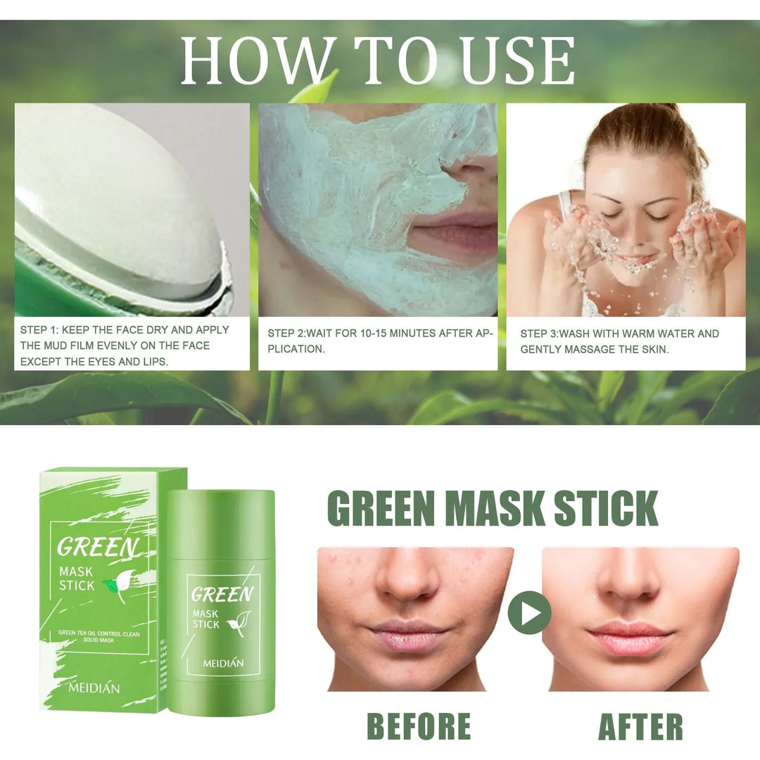 Remove Blackhead Original Green Tea Solid Mask Cleansing Stick Mask Facial Dispel Acne Blemish Shrink Pores Korean Skin Care 40g