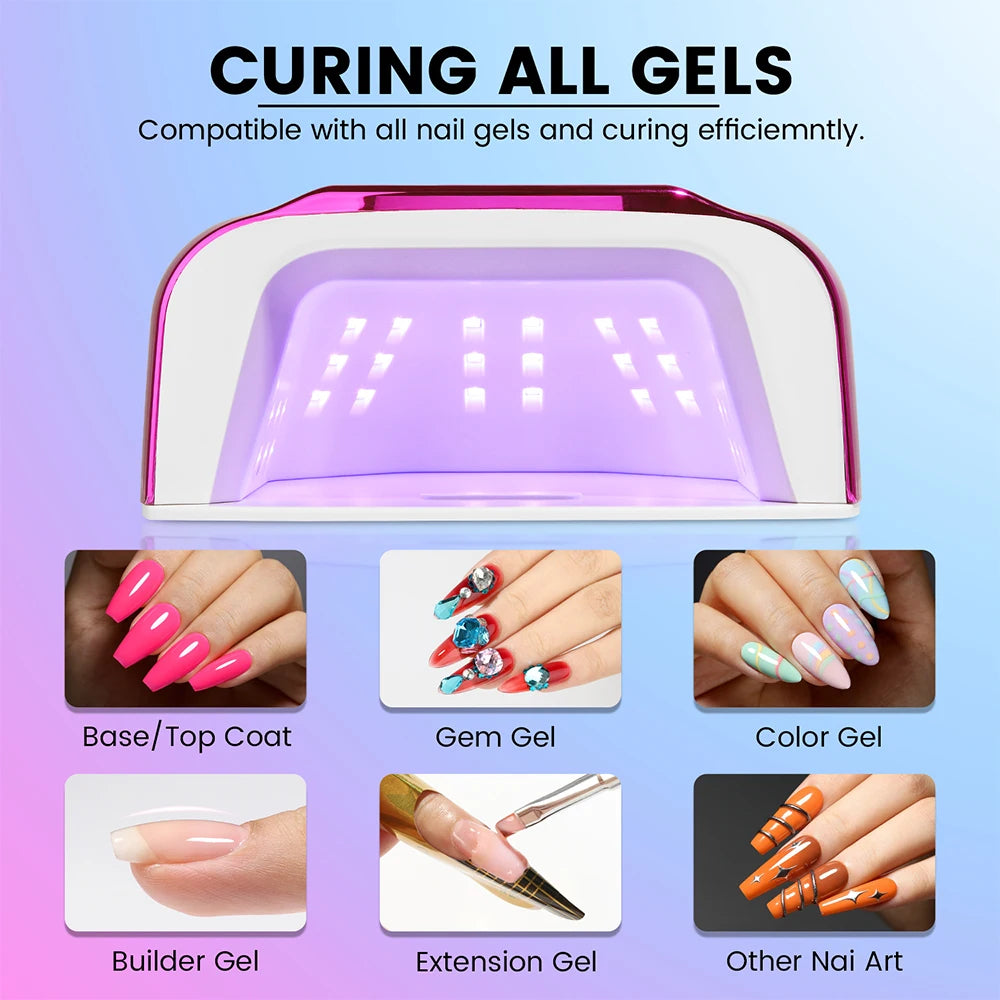 YOKEFELLOW - Cordless UV Nail Lamp 48LEDs 168W Professional LED Nail Lamp with Touch Display UV Light for Gel Nails Built-in 3-Timer Modes