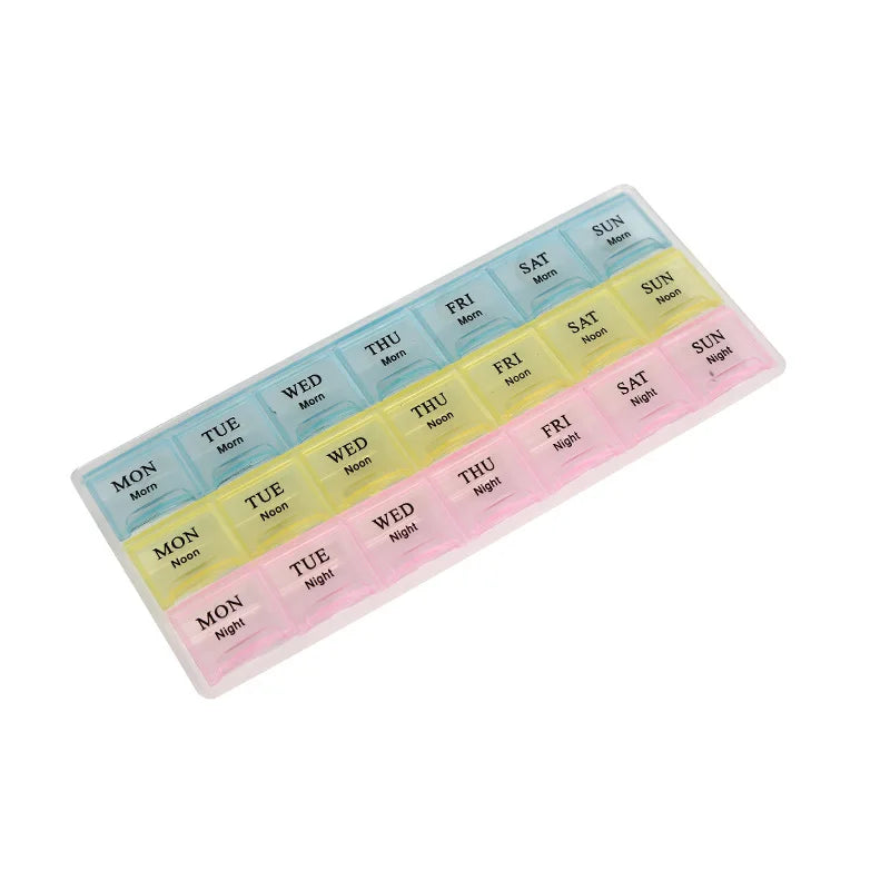 Portable Travel Pill Box Cases Organizer 7 Days 21 Grids 3 Times One Day with Large Compartments for Vitamins Medicine Fish Oils