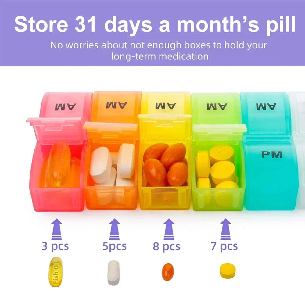 Monthly Pill Organizer 2 Times A Day, One Month Pill Box AM PM, 30 Days Pill Case To Hold Vitamin and Travel Medicine Organizer