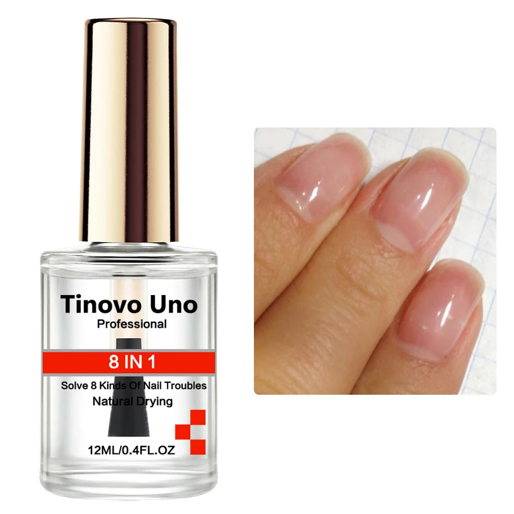 Tinovo Uno 8 IN 1 Nail Strengthener Natural Drying Regular Nail Polish Finish Hardener Long Wear Healthy Repair Damaged Nails