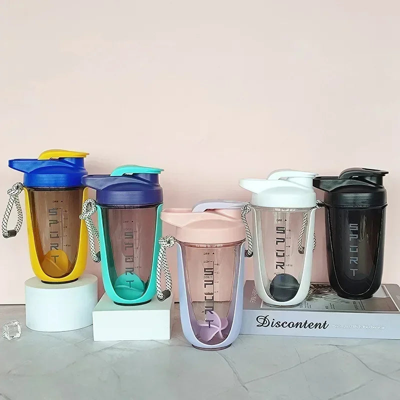 Blender Shaker Bottle with Stirring Ball Protein Powder Shake Cup Plastic Mixing Cup Body Building Exercise Water Bottle