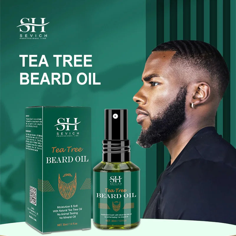 Beard Growth Kit Tea Tree Beard Grooming Kit Fast Hair Growth Shampoo Anti Hair Loss Moisturizing Hair Moustache Oil Beard Care