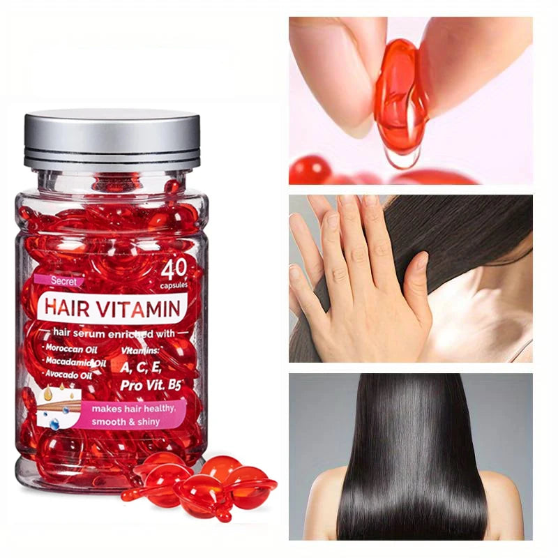 Hair Vitamin Serum Capsule Hair Maks Treatment Serum Enriched with Moroccan Jojoba Soybean Oils Vitamins A C E  No Rinse