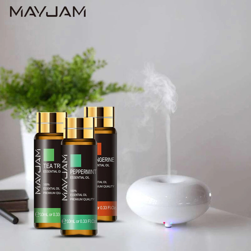 MAYJAM - 10ml Pure Plant Essential Oil For Humidifier Diffusers Mint Lavender Tea Tree Rose Vanilla Sandalwood Jasmine Pure Nature Oil