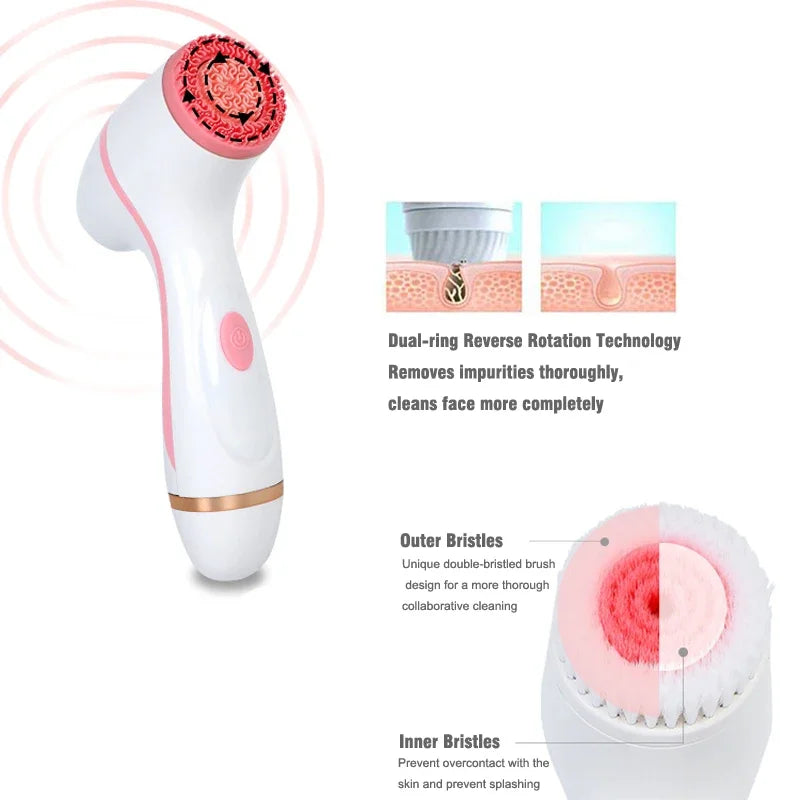 Sonic Silicone Face Brush Waterproof Electric Facial Cleansing Brush Skin Cleaner Spin Wash Pores Deep Cleaning Tool Remove Acne