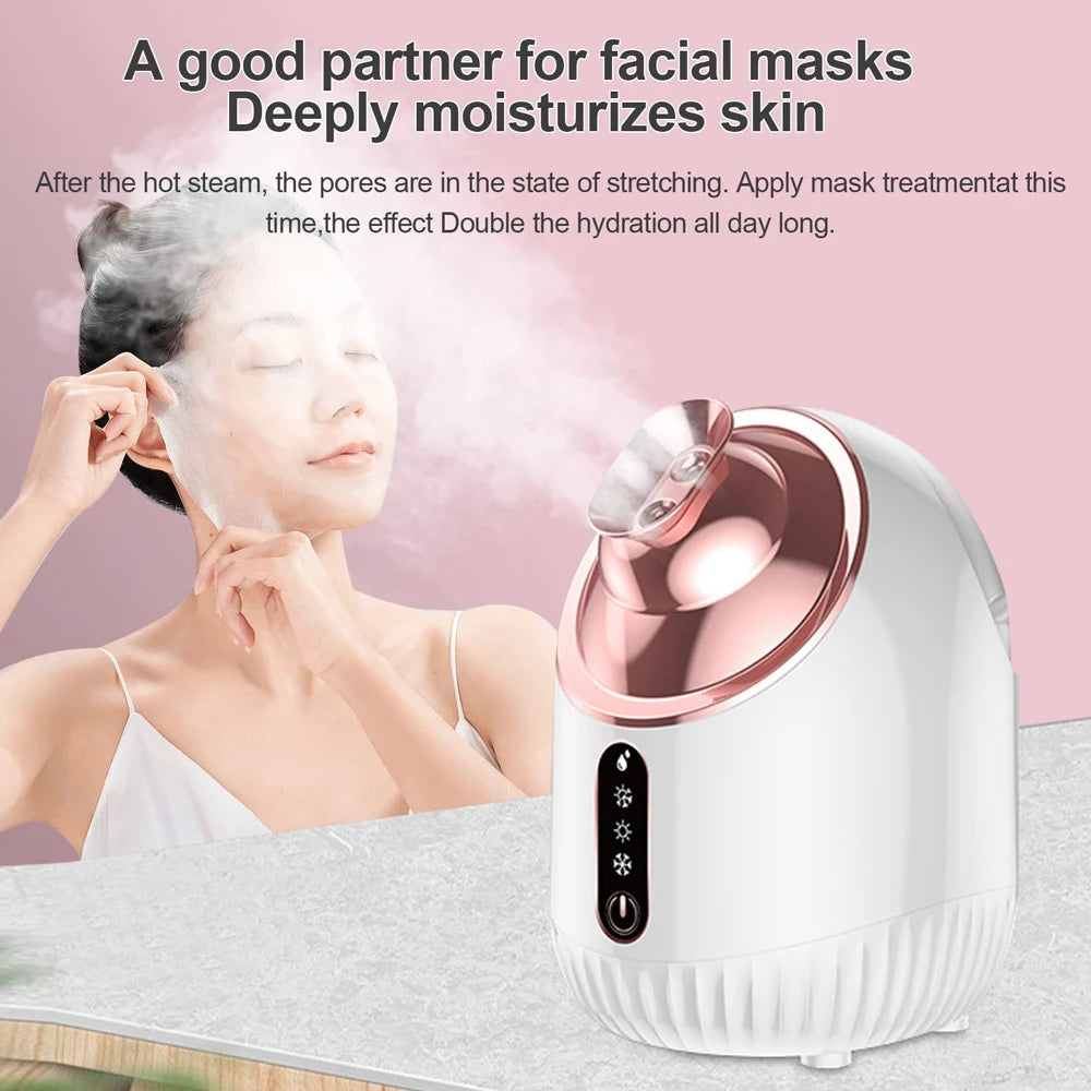 SPA Face Steamer Nano Mist Sprayer Facial Steamer Cold & Hot Nebulizer Facial Sauna Humidifier For Pores Cleansing Moisturizing