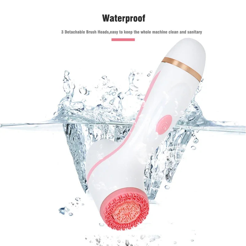 Sonic Silicone Face Brush Waterproof Electric Facial Cleansing Brush Skin Cleaner Spin Wash Pores Deep Cleaning Tool Remove Acne