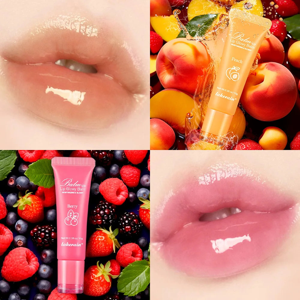 Moisturizing Lip Glow Blam Liquid Lip Gel Mask Reduce Lip Line Remove Dead Skin Peach Grape Lip Gloss Lips Care Product 10g