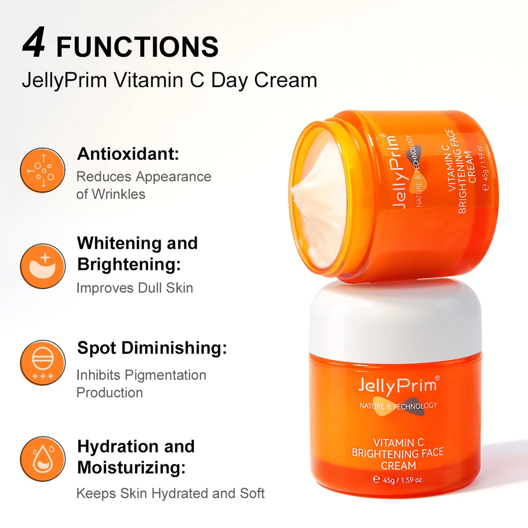 JellyPrim Vitamin C & Retinol Face Cream Lighting Spot Anti-Aging Combo Day Night Moisturizing Facial Cream Skin Care Products