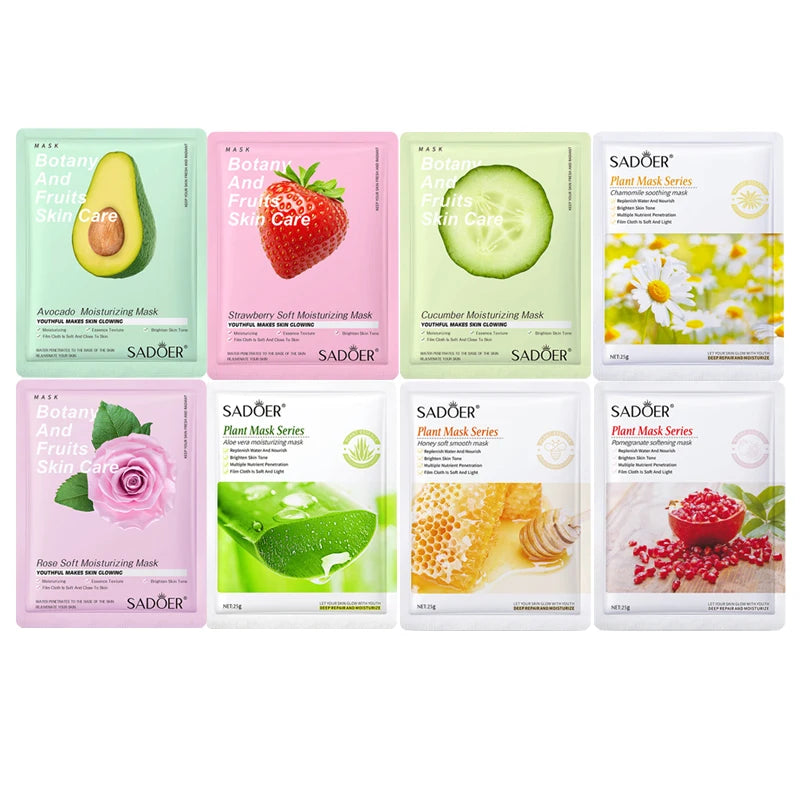 8pcs Natural Plant Face Mask Beauty Skincare Masks Moisturizing Firming Hydrating Facial Mask Face Care Korean Cosmetics