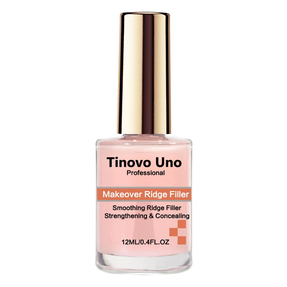 Tinovo Uno Nail Strengthener Makeover Ridge Filler Base Coat 12ML Healthy Pink Base Oil Nail Hardener Manicure Repair Thin Nails