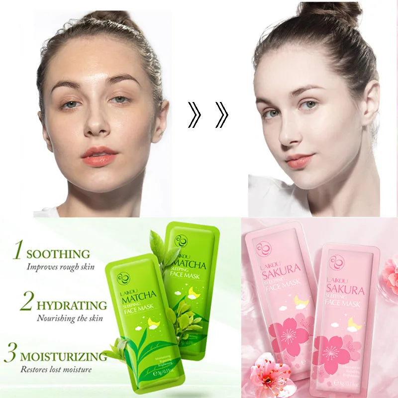 LAIKOU Sakura Seaweed Face Mask Skincare Centella Snail Collagen Facial Mask Sleeping Masks Beauty Korean Skin Care Products