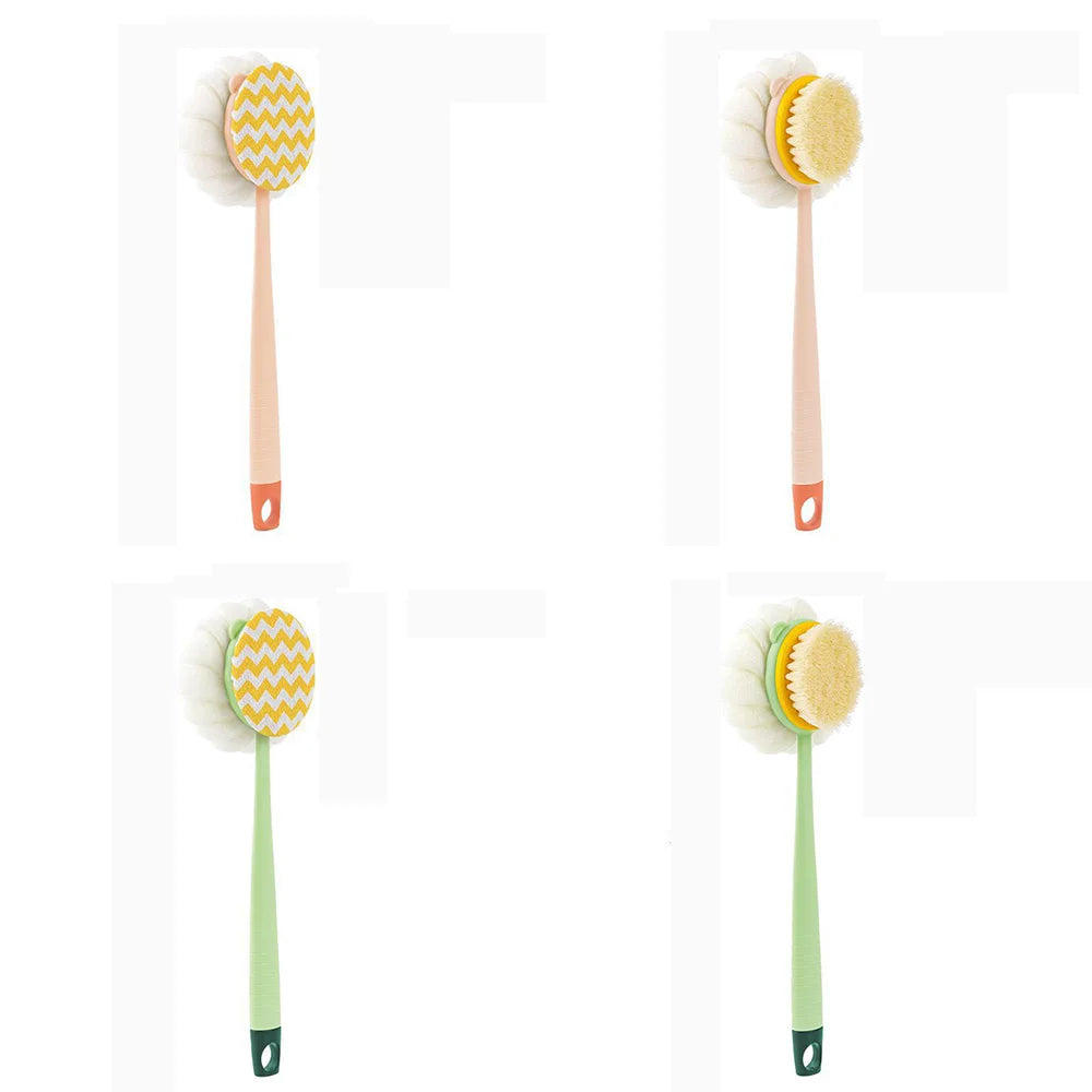 Double-Sided Bath Brush Long Handle Soft BristleBathroom Body Cleaner Brushes Detachable Bath Towel Bath Ball Back Scrub Brush