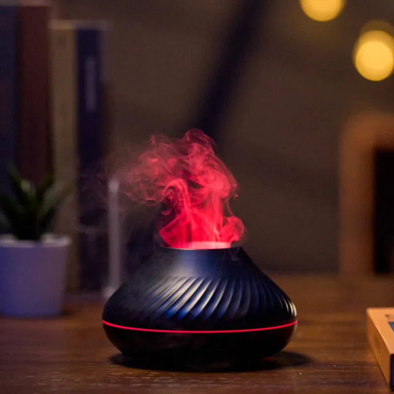 Aroma Fire Flame Diffuser for Essential Oils Small Portable Air Fireplace Volcano Mushroom Scent Humidifier  for home office