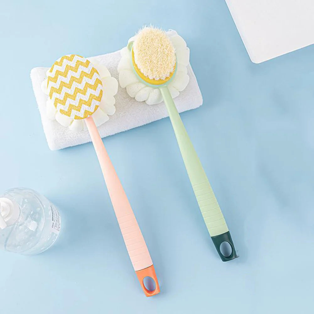 Double-Sided Bath Brush Long Handle Soft BristleBathroom Body Cleaner Brushes Detachable Bath Towel Bath Ball Back Scrub Brush