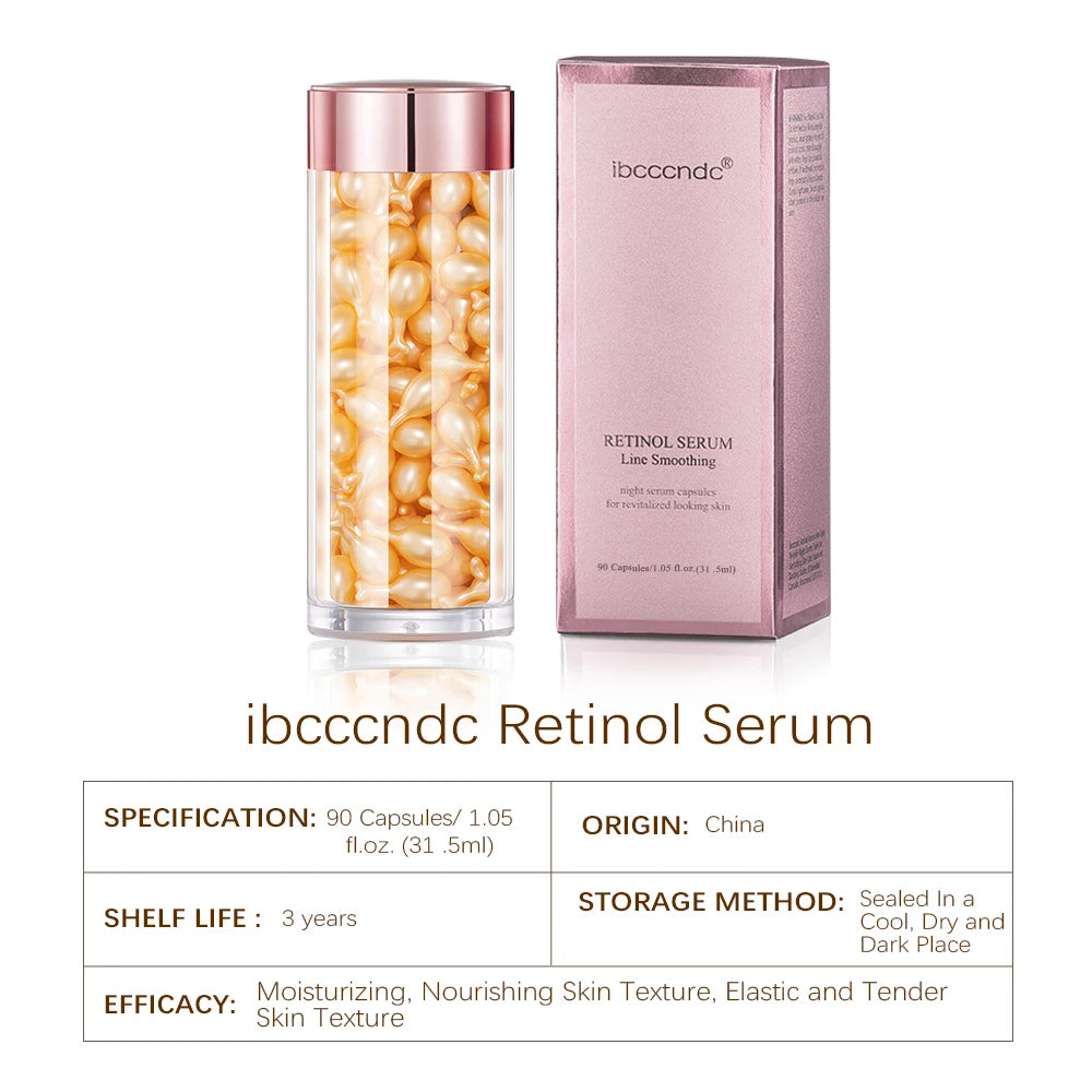 90 Pcs/Bottle Retinol Serum Ceramide Capsules Night Serum Moisturizing Anti-aging Face Serum Spot Removing Cream Skin Care