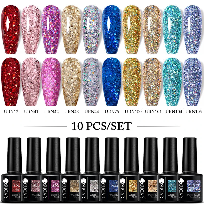 UR SUGAR 10Pcs/set Blue Gradient Gel Polish Kit For Manicure Spring Colors Nail Gel Set Soak Off UV LED Lamp Nail Art Design