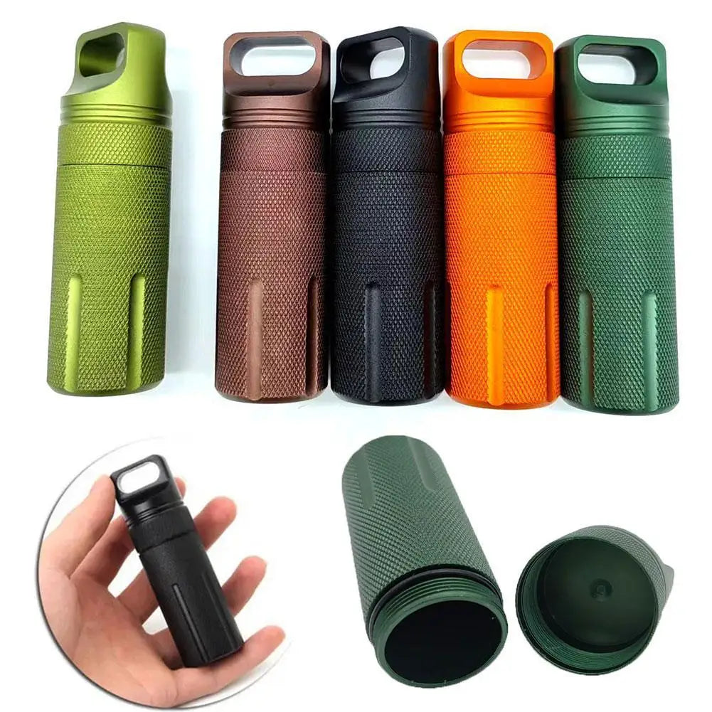 Aluminum Alloy Airtight Pill Container Bottle Portable Outdoor EDC Single Chamber Capsule Holder Waterproof Medicine Case Box