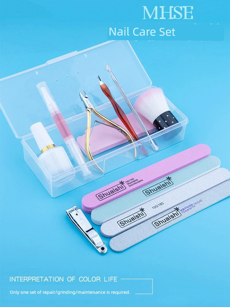 Manicure Implement Beginner's Manicure Suit Exfoliating Scrub Scissors Grinding Polishing Strip For Home Professional Manicure Care Full Set