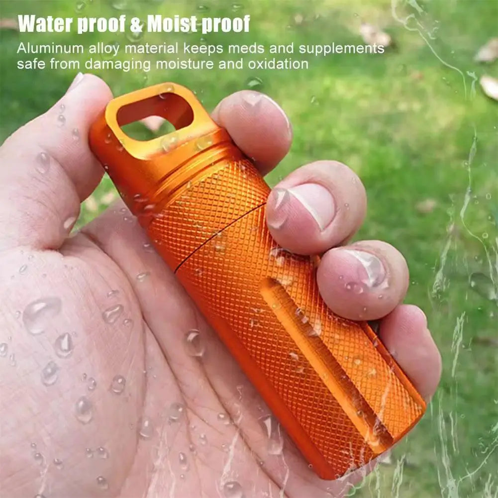 Aluminum Alloy Airtight Pill Container Bottle Portable Outdoor EDC Single Chamber Capsule Holder Waterproof Medicine Case Box