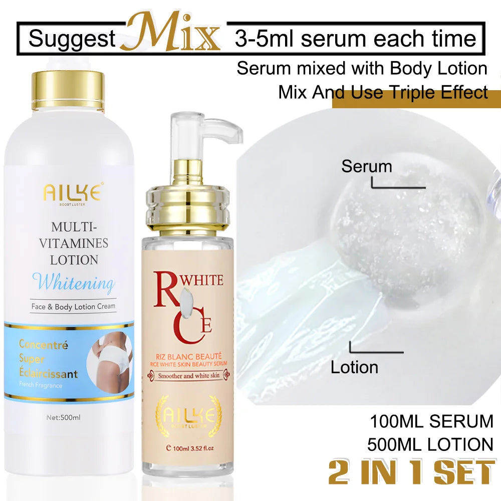 AILKE Multi Vitamin Whitening Body Lotion With Vitamins A,E,B3,B5, Increase Skin Radiance, Even Skin Tone, Moisturizer Cream