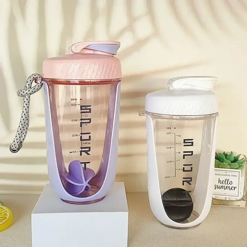 Blender Shaker Bottle with Stirring Ball Protein Powder Shake Cup Plastic Mixing Cup Body Building Exercise Water Bottle