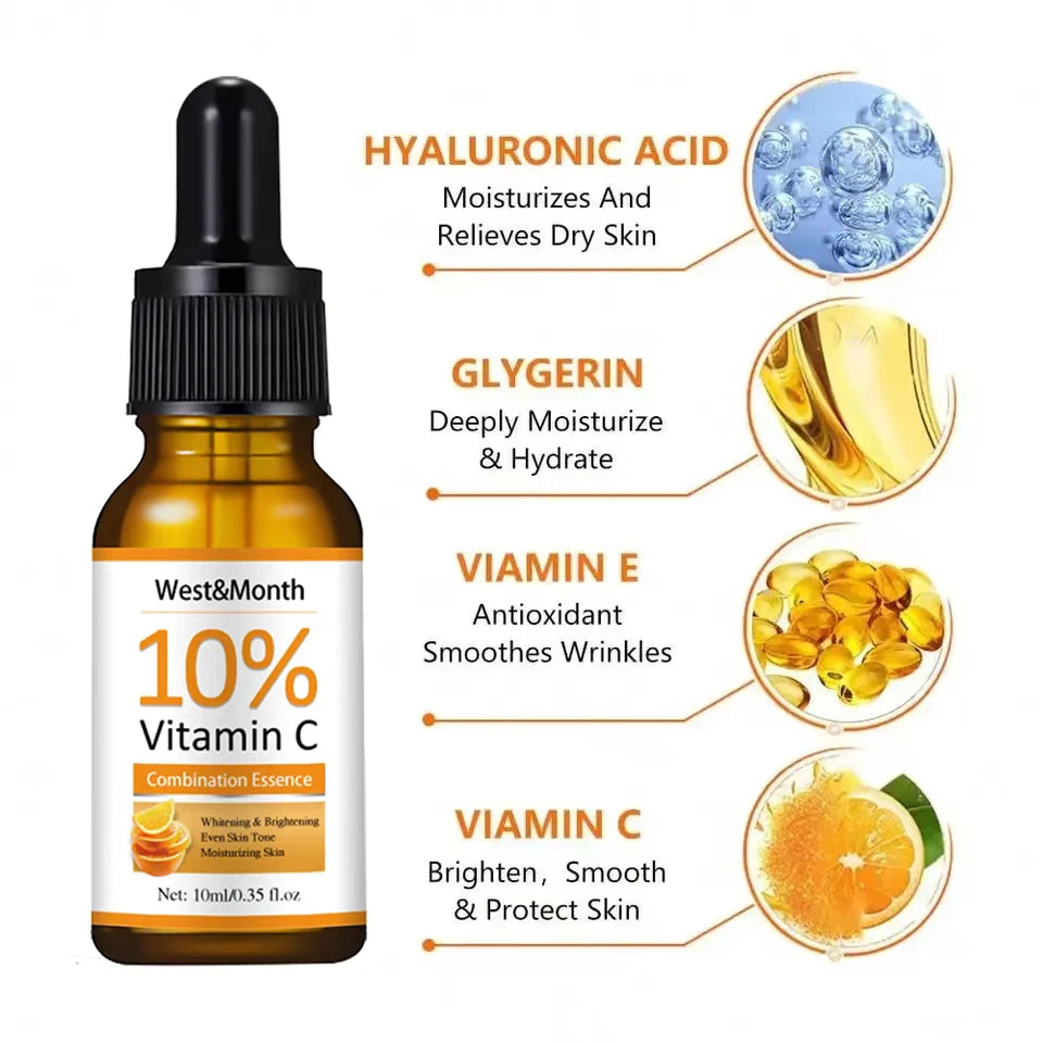 Vitamin C Face Whitening Serum Spot Serum Hyaluronic Acid To Remove Dark Spots Pigment Wrinkle Remover Face Serum Shrink Pores