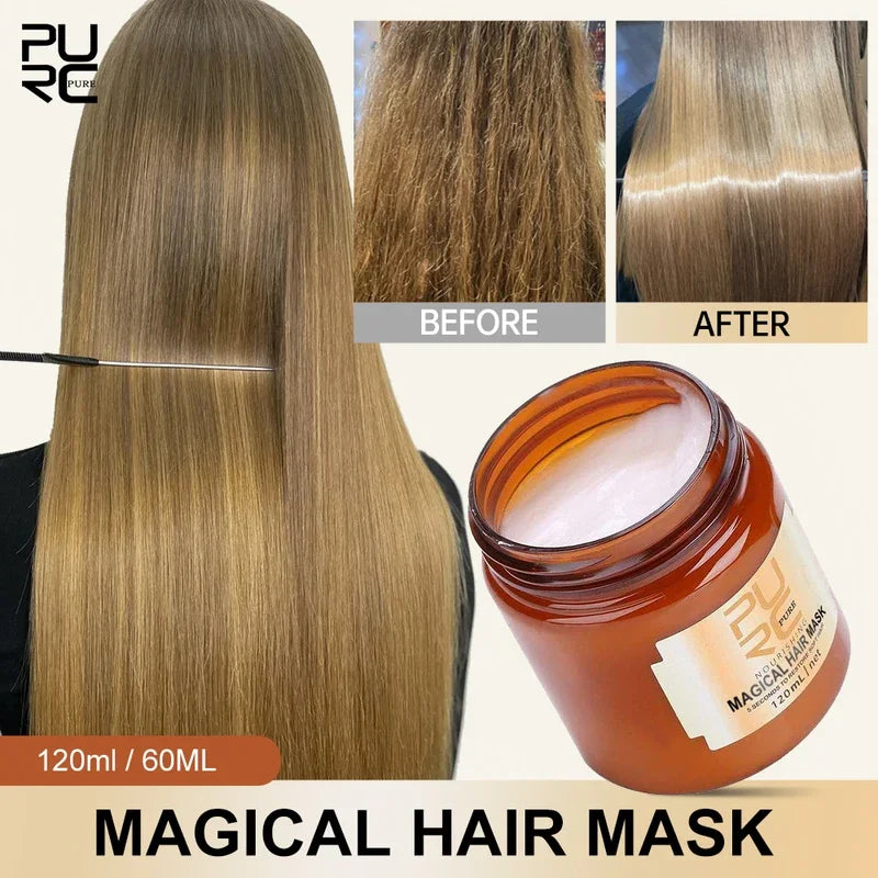 PURC - 120ml Magical Hair Mask Argan Oil Hair Care Cream Repair Dry Frizz Damage Keratin Treatment Masks 5 Seconds Soft Smoothing PURC