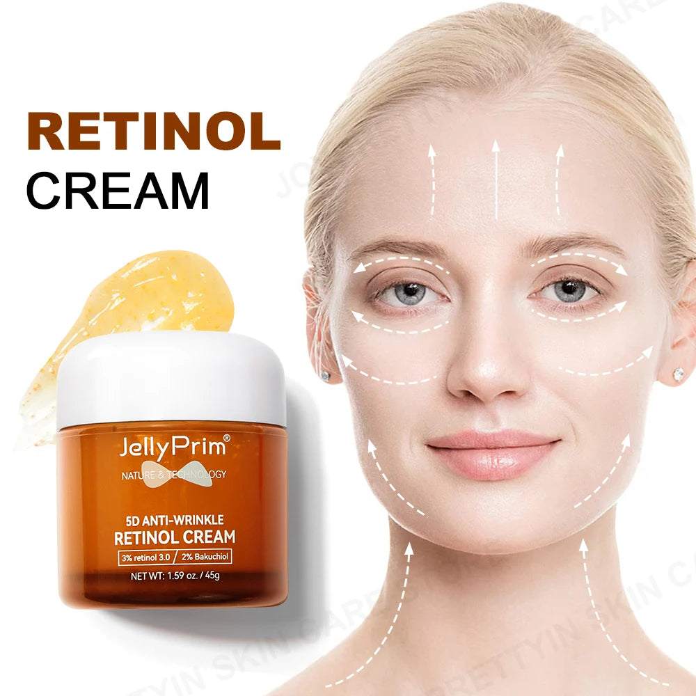 Wrinkle Retinol Face Cream Vitamin E Fine Lines Removal Hyaluronic Acid Moisturizing Lifting Aging Facial Cream Skin Care Beauty