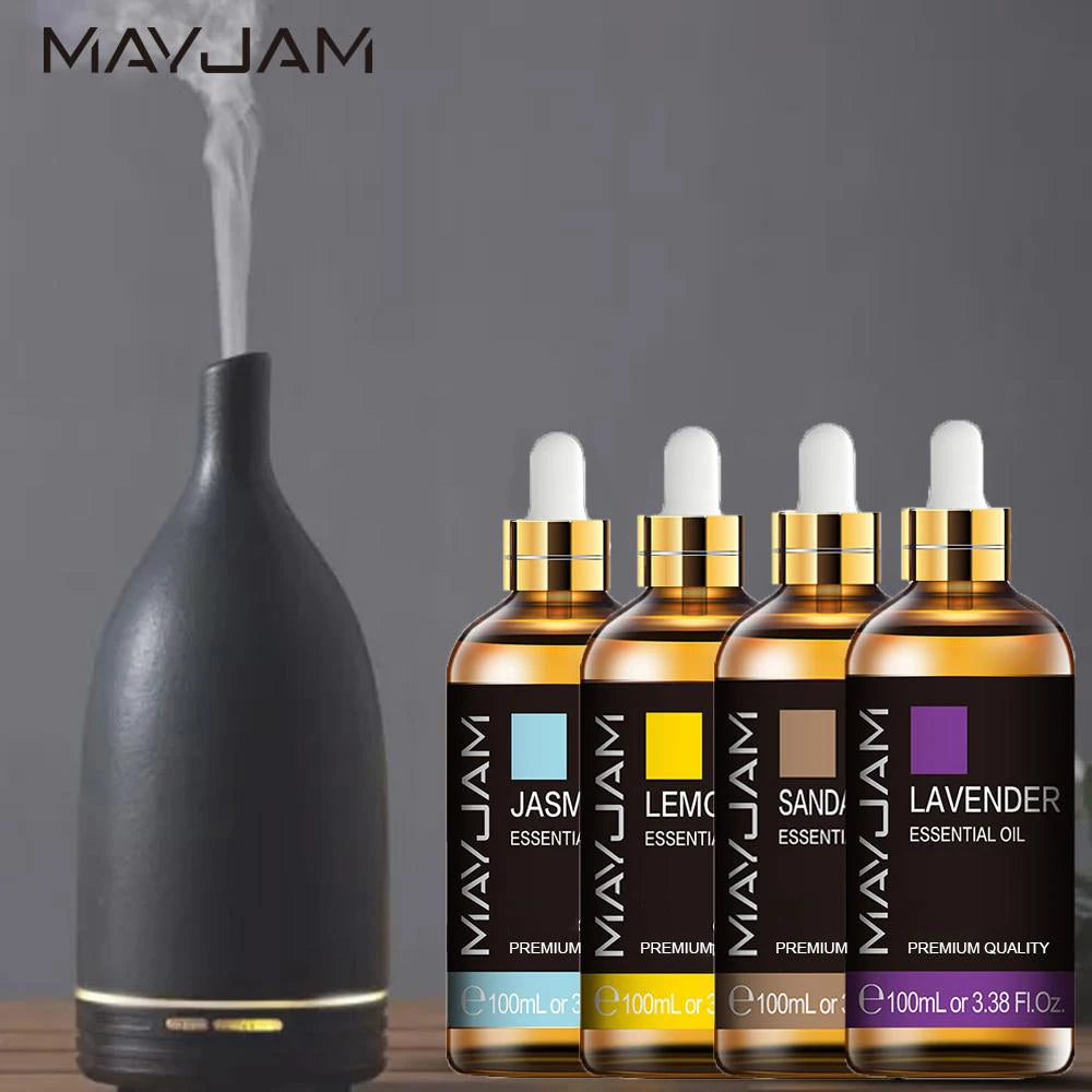 MAYJAM 10ml 30ml 100ml Essential Oils For Humidifier Diffuser Lavender Jasmine Eucalyptus Ylang Ylang Vanilla Tea Tree Aroma Oil