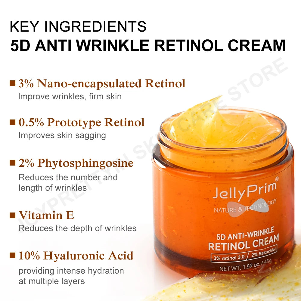 JellyPrim Vitamin C & Retinol Face Cream Lighting Spot Anti-Aging Combo Day Night Moisturizing Facial Cream Skin Care Products