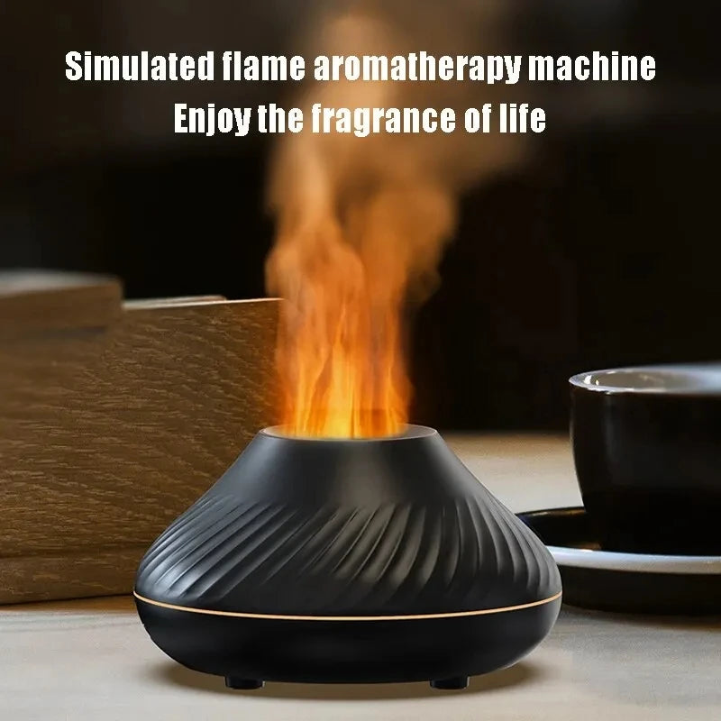 Aroma Fire Flame Diffuser for Essential Oils Small Portable Air Fireplace Volcano Mushroom Scent Humidifier  for home office