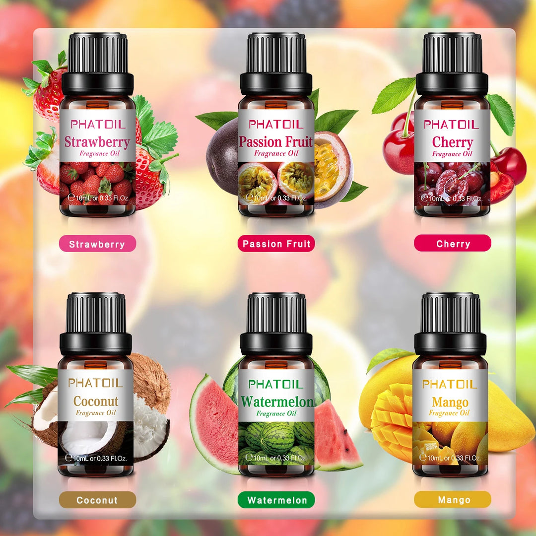 Fruit Fragrance Essential Oils Set Aromatic Diffuser Massage Skin Care Coconut Pineapple Mango Banana Aroma Oil for Aromatherapy