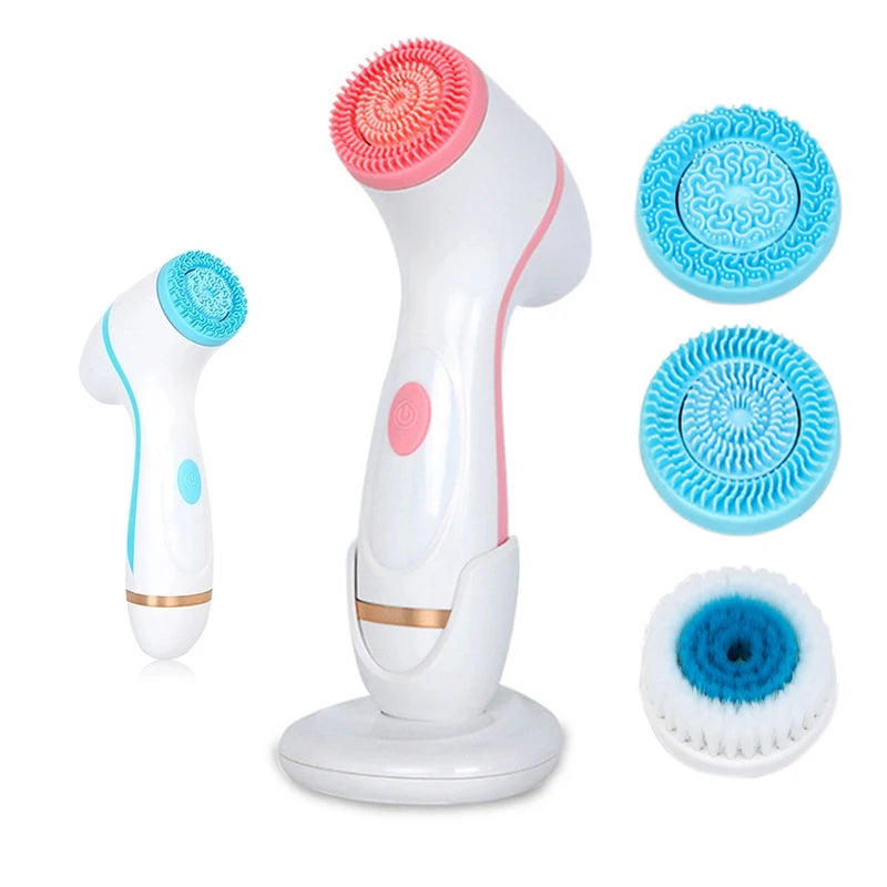 Ultrasonic Electric Cleansing Brush 3 In 1 Face Massagers Sonic Rotating Cleansing Brush Galvanic Remove Blackheads Tool