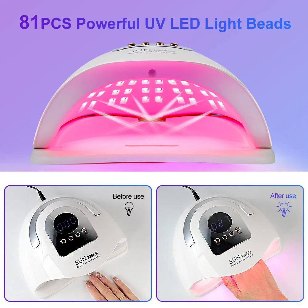 Professional 81LED Nail Dryer Lamp With 4 Timers Auto Sensor for Drying Manicure All UV Nails Gel Polish Suitable Home Salon